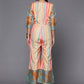 Ahalyaa Coral Orange & Blue Candy Striped Basic Jumpsuit - Swadesiicart
