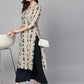 Yufta Beige & Navy Blue Printed Pure Cotton Kurta - Swadesiicart