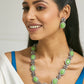 Nuyug Antique Silver Plated Crystal Studded Faux Jade Stones Embellished Necklace Set | Swadesiicart