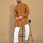 Anaita Mustard Printed Cotton Straight Kurta