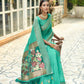 Vishnu Weaves Women's Sea Green Cotton Silk Zari Woven Butta Work Saree with Blouse - Swadesiicart