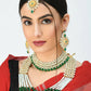 Mominos Fashion Johar Kamal Gold-Polished Rani Haar with Cream Green and Off white Pearls Jewellery Set - Swadesiicart