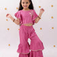 Lil Drama Khilkhilahat Pink Crop Top and Flare Pant Set For Girls | Swadesiicart