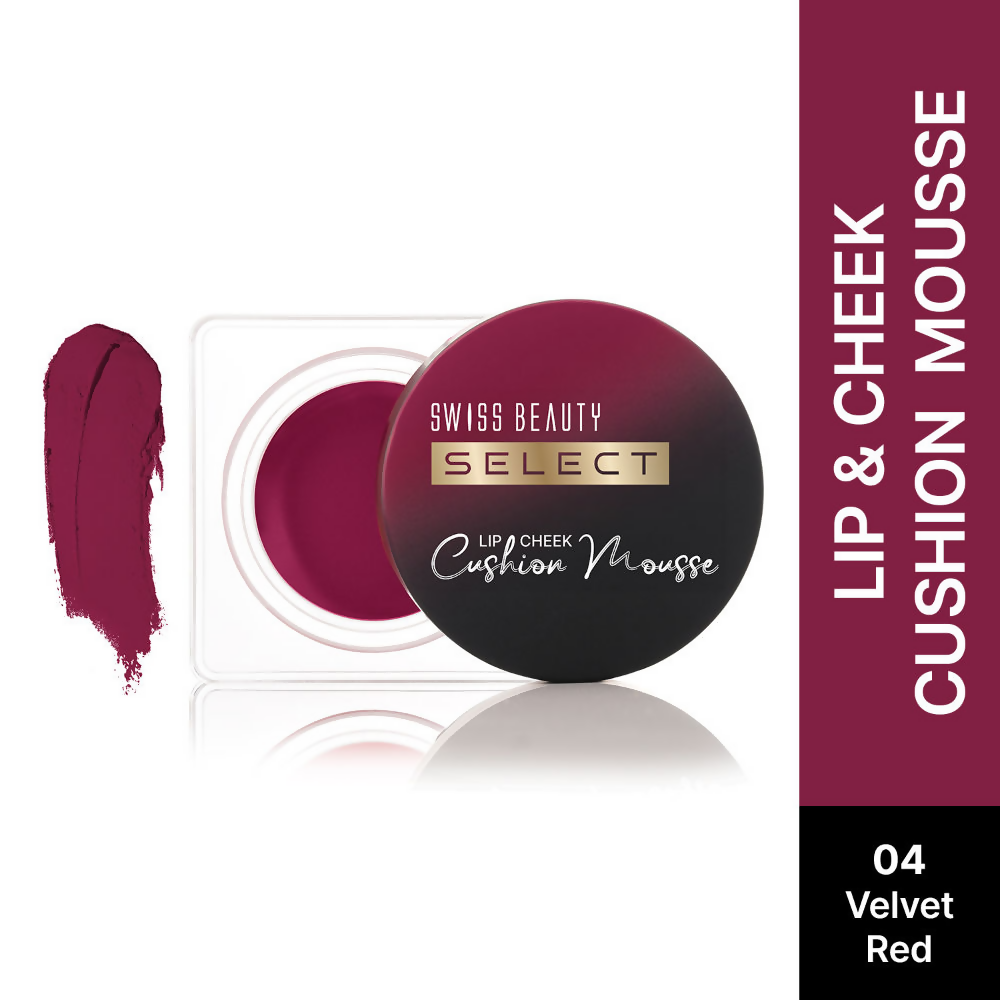 Swiss Beauty Select Lip And Cheek Cushion Mousse With Vitamin E - 4 Velvet Red | Swadesiicart