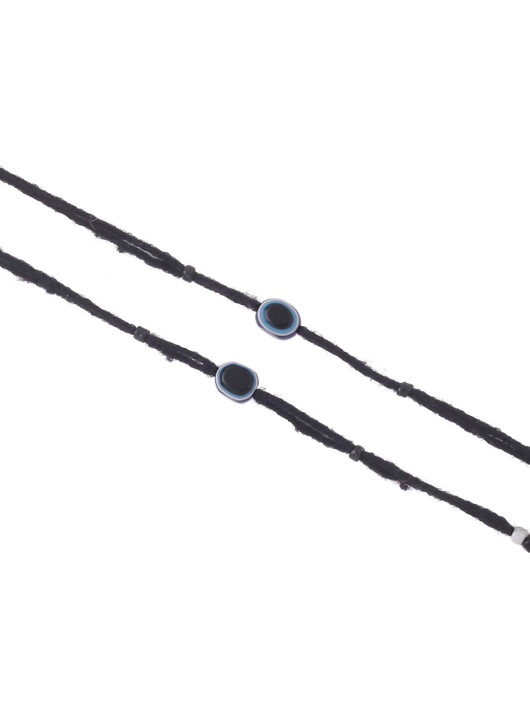 NVR Women Set of 2 Evil Eye Adjustable Black Anklets - Swadesiicart