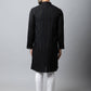 Even Apparels Black Color Pure Cotton Men's Kurta With Band Collar (STR1188) | Swadesiicart