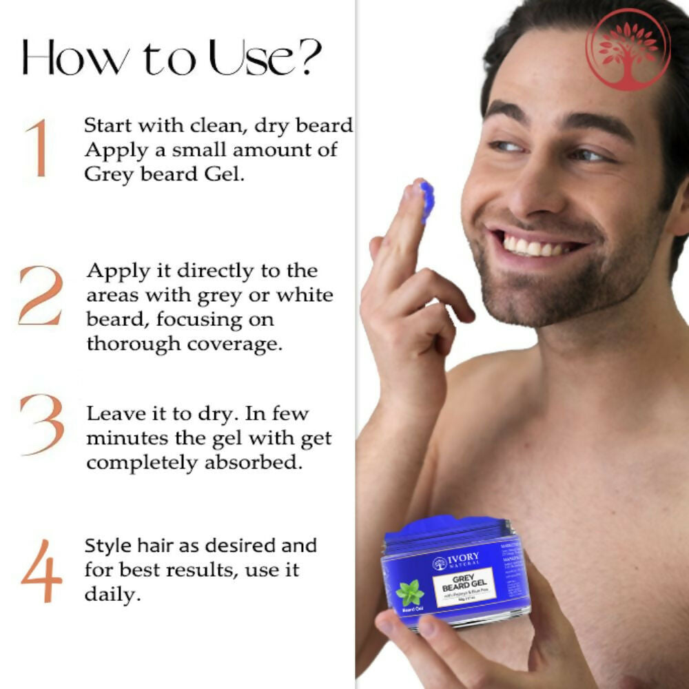 Ivory Natural Grey Beard Gel Restores Dark Shine & Vibrant Of Beard | Swadesiicart