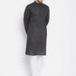 Even Apparels Grey Pure Cotton Men's Kurta With Band Collar | Swadesiicart