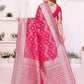Aastha Fashion Magenta Georgette Silk Leheriya With Elegant Zari Weaving Saree