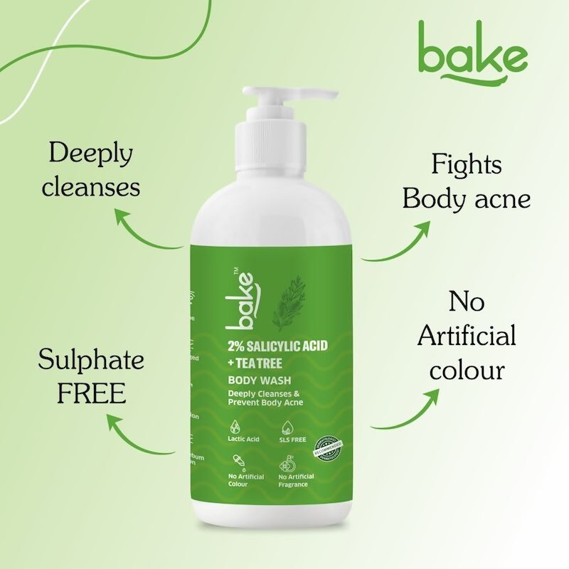 Bake 2% Salicylic Acid + Tee Tree Body Wash | Swadesiicart