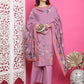 Jyoti Fashion Women's Purple Muslin Floral Print with Jari & Crystal work Kurta with Trouser & Dupatta | Swadesiicart