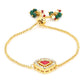 Women's Gold-Polished Pink Kundan Studded Brass Charm Bracelet - Ruby Raang - Swadesiicart