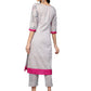 Ahalyaa Women Grey Chanderi Silk Printed Kurta Pant Set | Swadesiicart