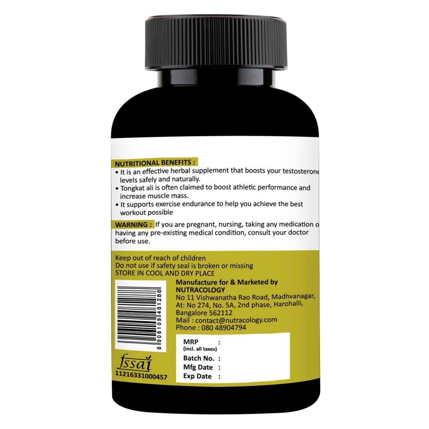 Nutracology Tongkat Ali Testosterone Booster For Stamina Energy and Endurance Tablets | Swadesiicart