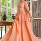 Janasya Peach Georgette Foil Print Lehenga Choli Dupatta | Swadesiicart