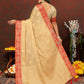 Lorenvalley Fashion Cream Cotton Woven Design with Zari Weaving Design Saree - Swadesiicart