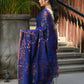 Beatitude Blue Cotton Floral Jamdani Saree