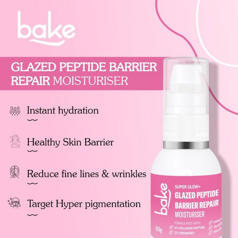 Bake Super Glow+ Glazed Peptide Barrier Repair Moisturizer | Swadesiicart