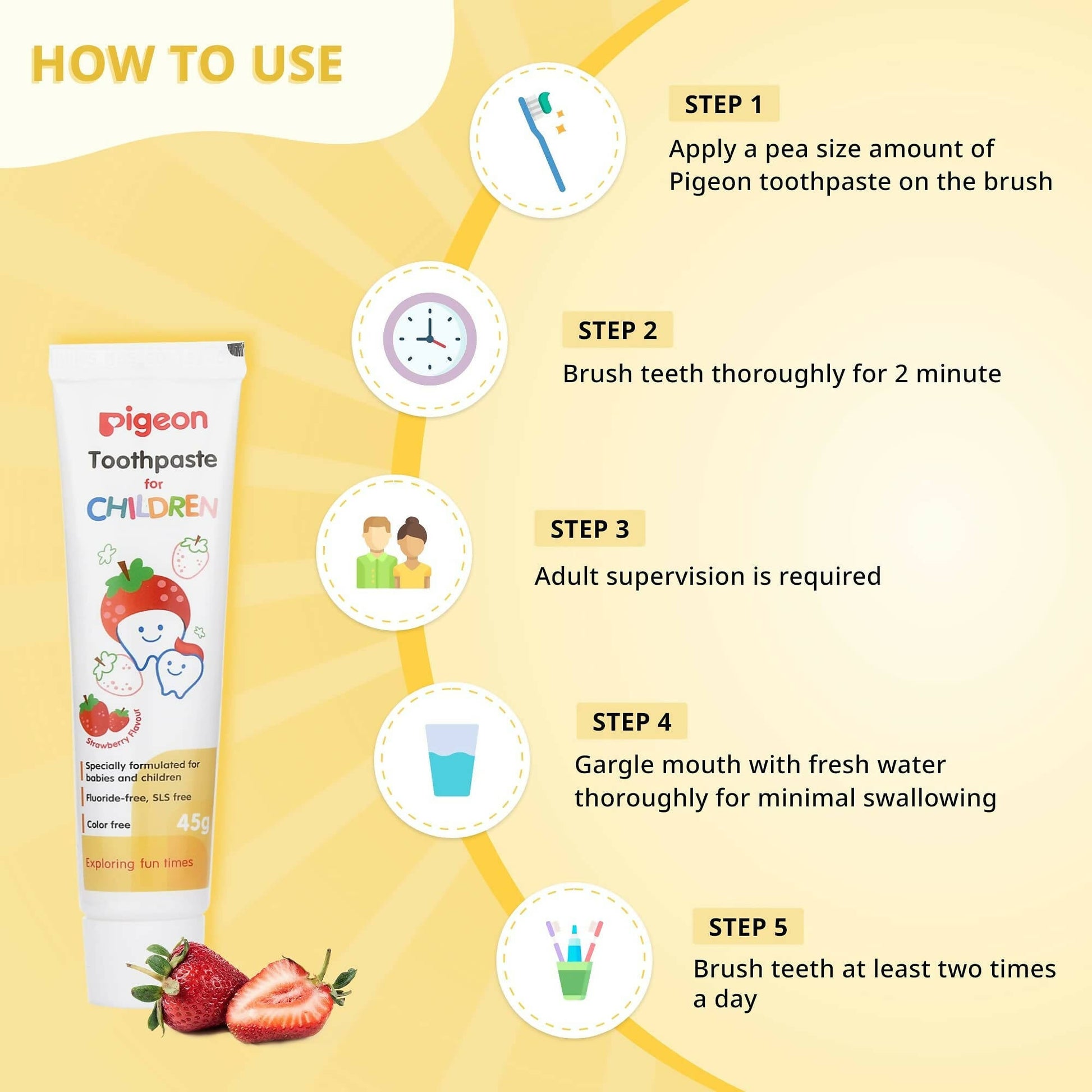 Pigeon Strawberry Toothpaste for Kids - Swadesiicart