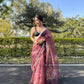 Vamsee Sia Maroon Organza Saree - Swadesiicart