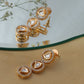 3 Tier Round Diamond and Kundan Earrings (Gold) - Ruby Raang - Swadesiicart