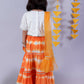 Lil Drama Janmashtami Girls Orange Lehanga and White Choli with Dupatta Ethnic Set | Swadesiicart