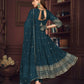 Jyoti Fashion Women's Rama Georgette Embroidered Anarkali Kurta Pant Set With Dupatta | Swadesiicart