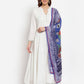 Myshka Women's White Solid Rayon Full Sleeve V Neck Casual Kurta Dupatta Set