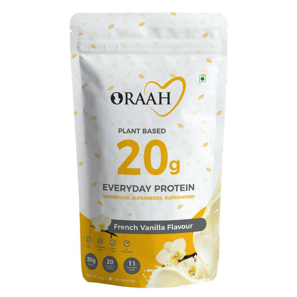 Oraah Plant Based Protein Powder Vanilla Flavor With Shaker | Swadesiicart