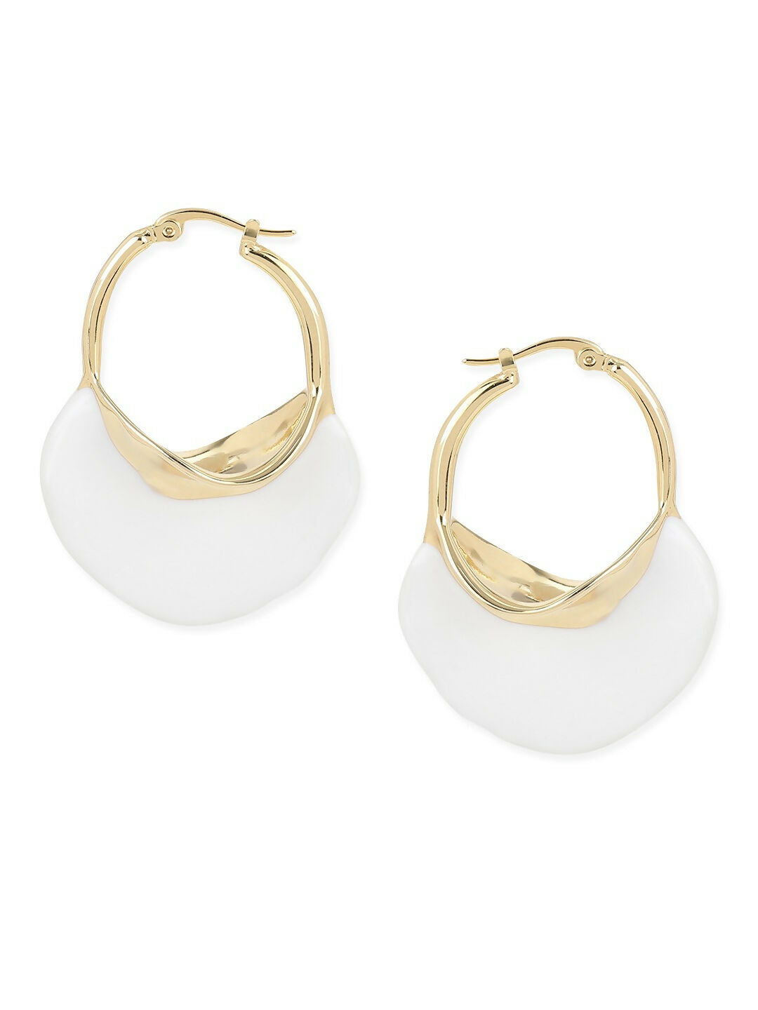 White Mother of Pearls Stone Earrings- Ruby Raang | Swadesiicart