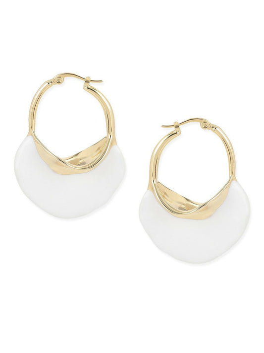 White Mother of Pearls Stone Earrings- Ruby Raang | Swadesiicart