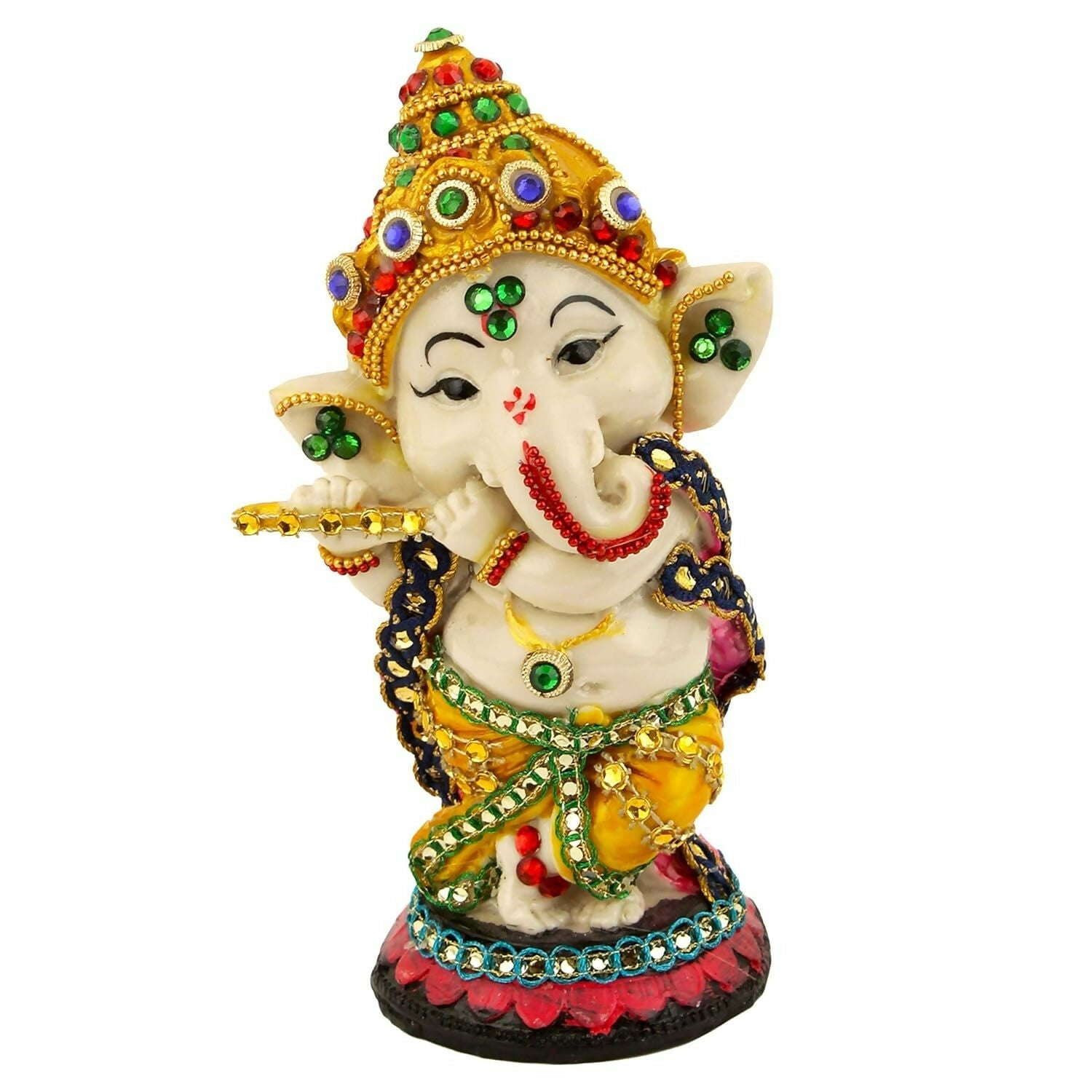 Tied Ribbons Decorative Murli Ganesh Idol - Swadesiicart