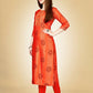 Jyoti Fashion Women's Orange Viscose Rayon Embroidered Kurta Pant Set | Swadesiicart