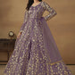 Pant Style Purple Embroidered Net Wedding Anarkali Suit - Emponline | Swadesiicart
