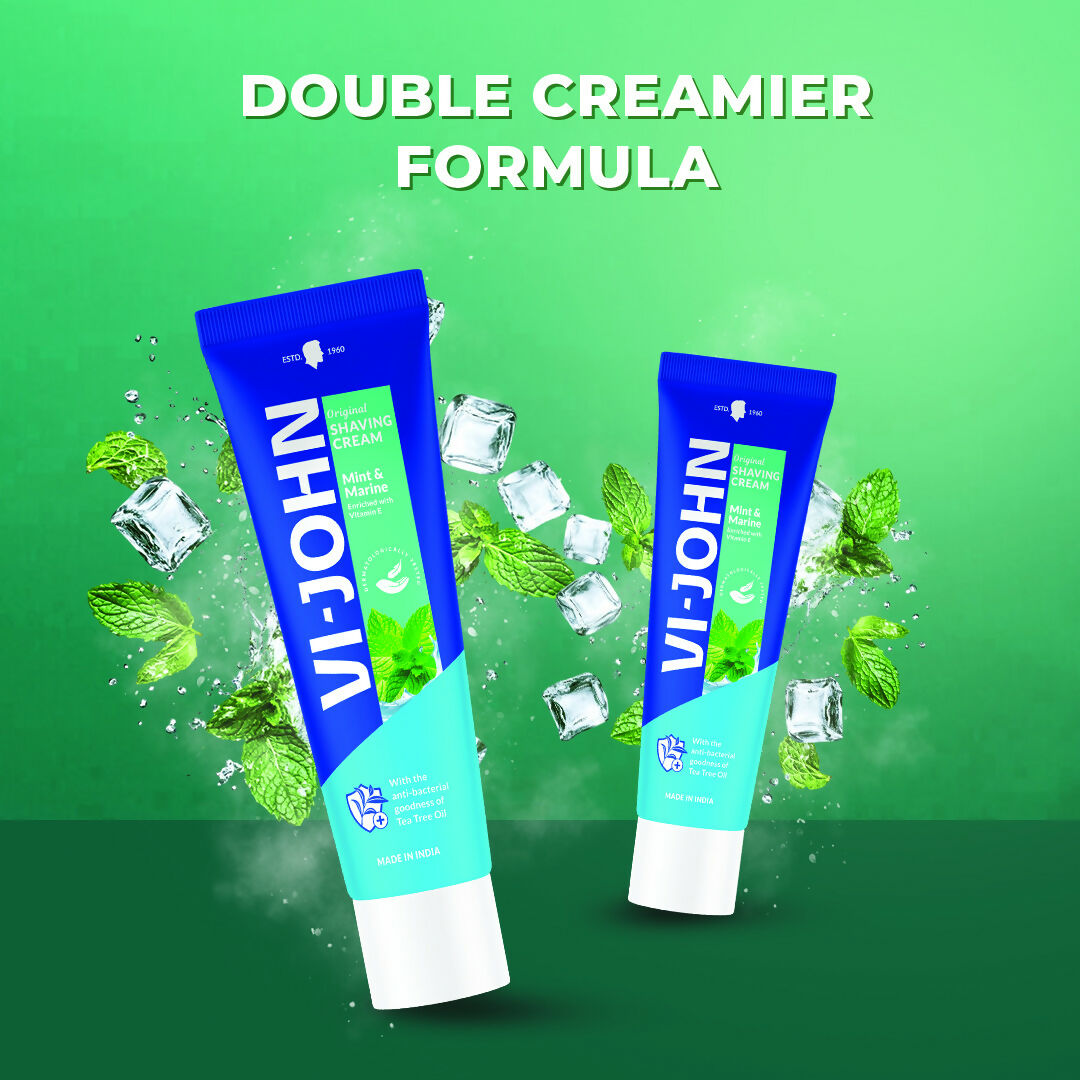 VI-JOHN Dermatologically Tested Vitamin-E enriched Anti Bacterial Mint & Marine Shaving Cream | Swadesiicart