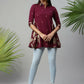 Ahalyaa Women Wine Crepe Printed Tunic | Swadesiicart