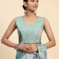 Sea Green Polyester Solid Ready to Wear Saree with stitched Blouse - Aayan | Swadesiicart