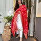 The52 White Women's Beautiful Chanderi Jacquard Fabric Embroidered Work Straight Kurta Pant and Dupatta Set - Swadesiicart