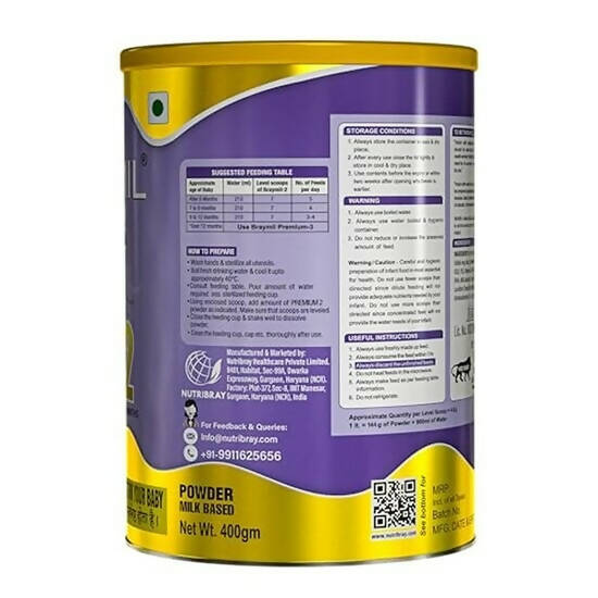 Braymil Premium 2 Follow Up Formula for 6-12 Months Powder | Swadesiicart