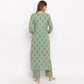 NOZ2TOZ Women's Floral Print Straight Cotton Pista Kurta With Palazzo - Swadesiicart