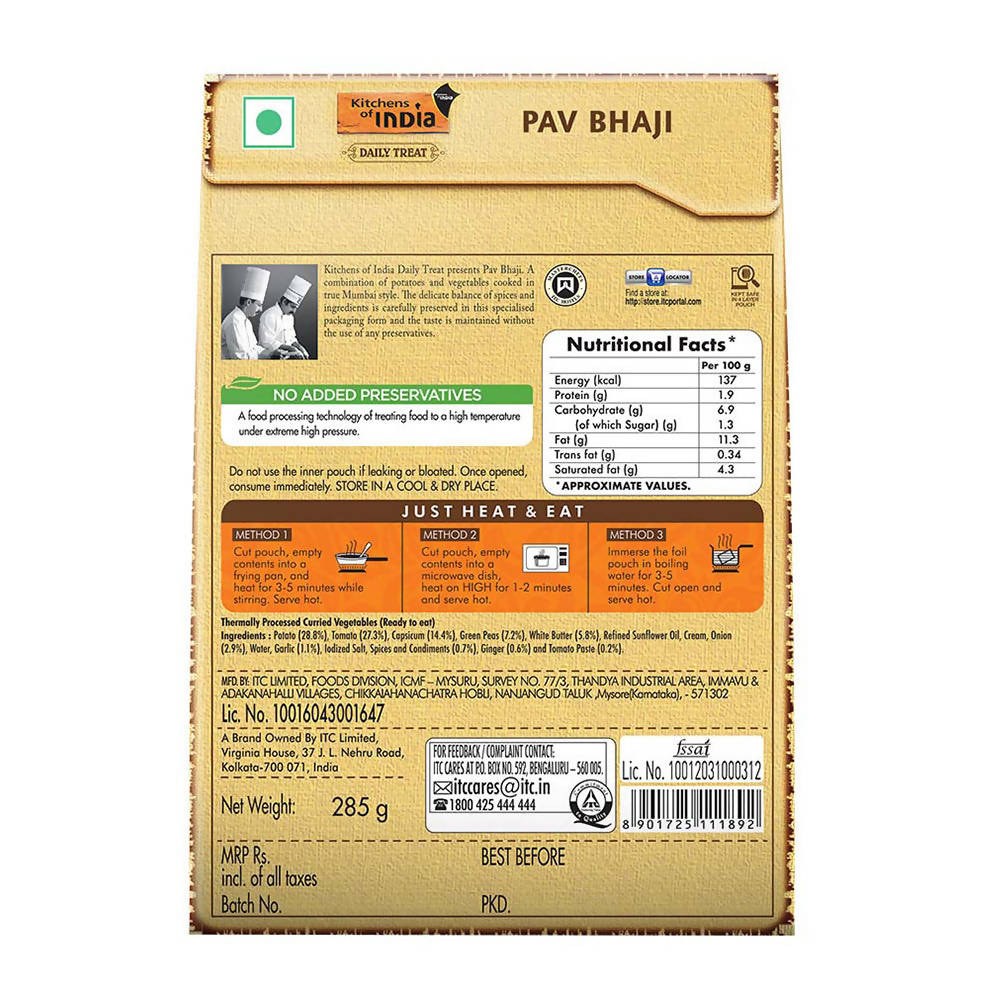 Kitchens of India Pav Bhaji - Swadesiicart