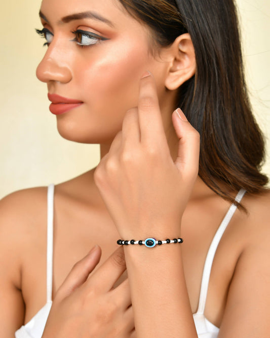 VOJ Stainless Steel Beads Brass Bracelet - VOJ (Valley Of Jewellery)