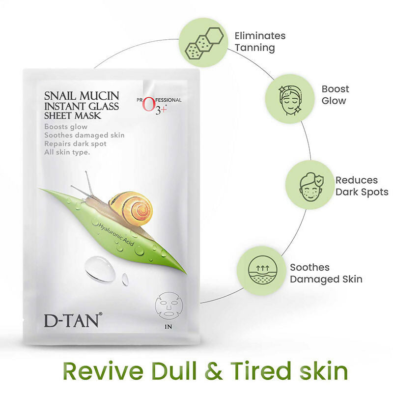 Professional O3+ Snail Mucin Instant Glass Sheet Mask - Swadesiicart