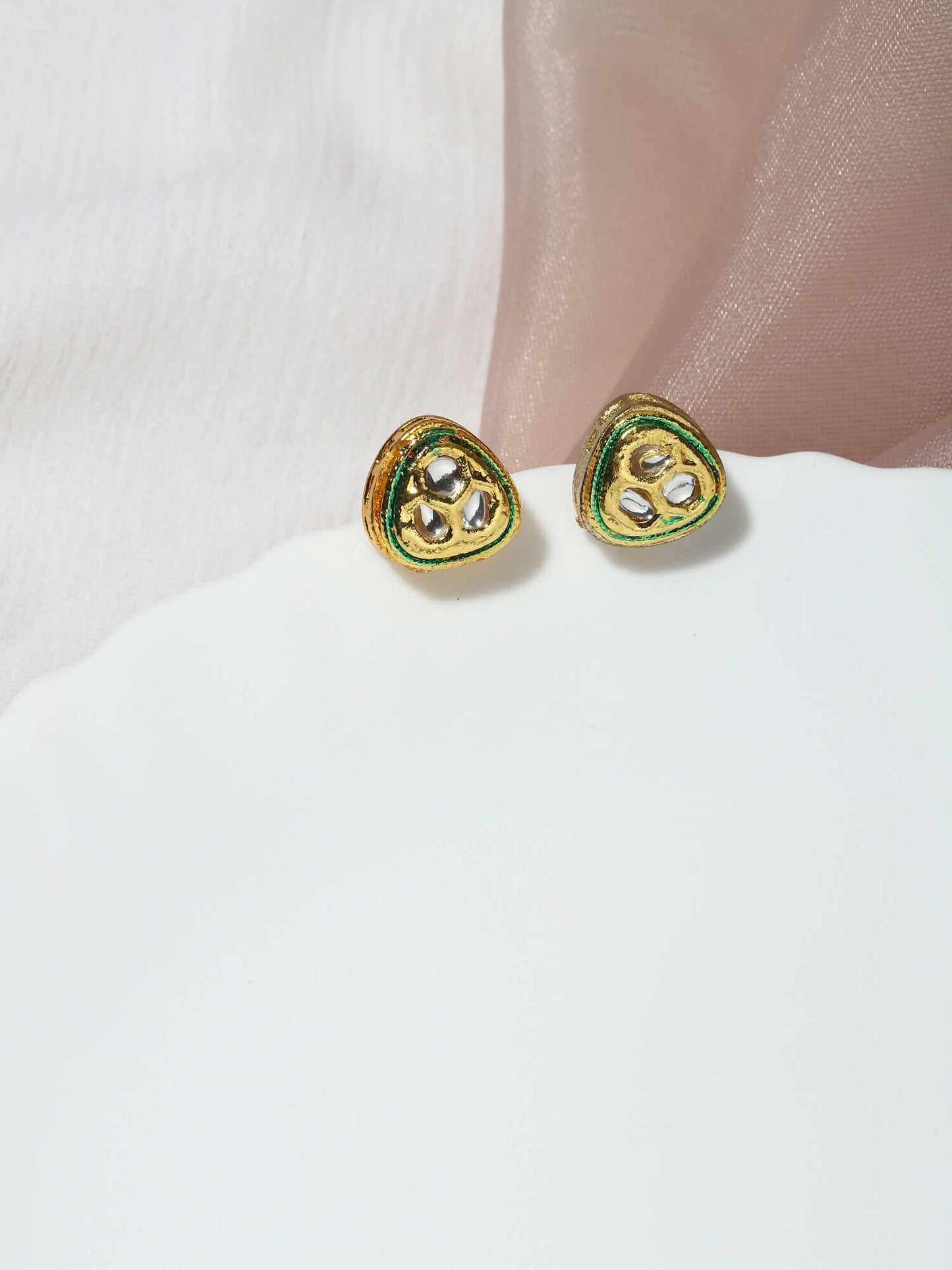 Gold-Toned Silver-Toned Contemporary Studs Earrings - Ruby Raang - Ruby Raang Studio
