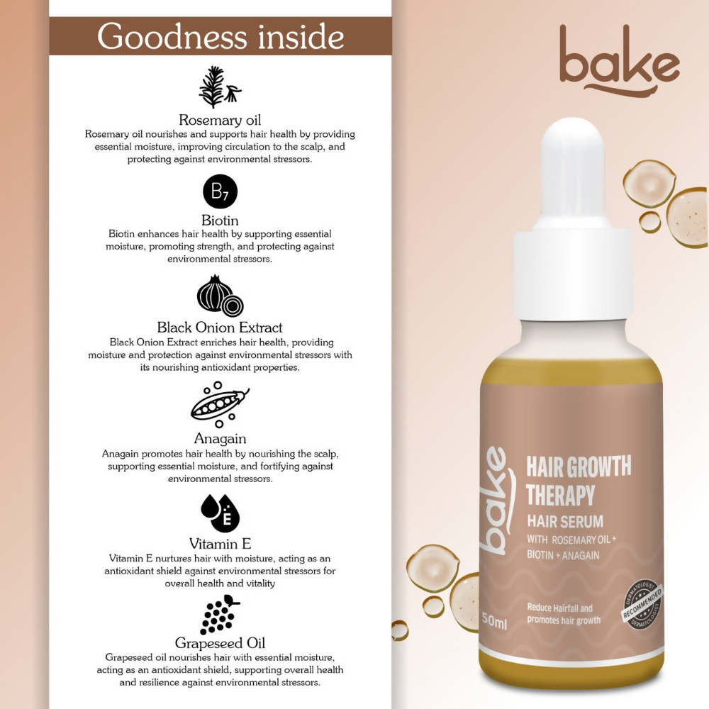 Bake Pure Rosemary Oil Hair Serum with Anagain & Biotin | Swadesiicart