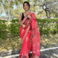 Vamsee Kali Patti Red Organza Saree - Swadesiicart