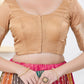 Joban Fashion Gold Brocade Elbow Sleeveless Front Open Blouse - Swadesiicart