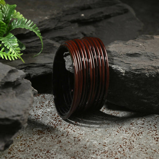 Afast Shining Brown Glass Party, Wedding, Daily Use Bangle Set, Pack Of 12 - Afast Enterprises