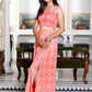 Miravan Women's Peach Animal Print Round Neck Top With Side Slit Skirt Co-Ord Set - Swadesiicart