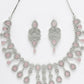 NVR Women's silver plated & Pink CZ stone handcrafted jewellery set - Swadesiicart